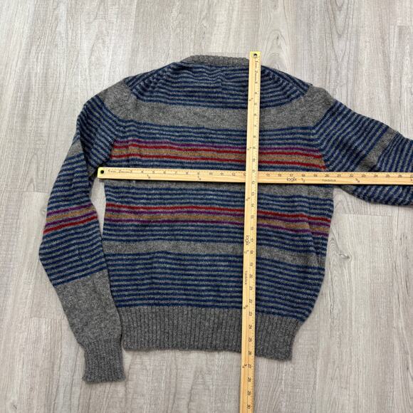 Vintage Colours Sweater Men's Large Geometric Striped 90s 100% Shetland Wool - Picture 7 of 7